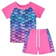 thumbnail image 2 of Girls Rash Guard 2-Piece Swimwear Fish Scale Pattern Swimwear Upf 50+ Uv for 4-12Y, 2 of 6