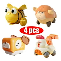 KOYPTL Baby Animals Press Car Toys Set for Toddlers 6-12 8-18 Months,Touch & Go Moving for Boys Girls,Crawling Tummy Time Toy for 1 2 Years Old Gift for Christmas Stocking Stuffers Birthday -Orange