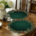 thumbnail image 5 of 2/4pcs Round Placemats for Dining Table, Christmas Created-Emerald Green Golden Pattern Round Table Mats,Best for Christmas, 5 of 7
