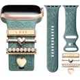 thumbnail image 1 of Correa con Floral Grabado Compatible con Apple Watch 40mm 44mm 42mm 38mm 41mm 45mm 46mm 49mm, Correas Silicona Suave con Adornos Decorativos para iWatch Series 11/10/9/8/7/6/5/4/3/2/1 SE Ultra, 1 of 20