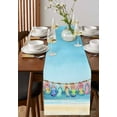 thumbnail image 2 of Hokiten Table Runners 108 Inches Long Dress Scarves, Beach Slippers Farmhouse Coffee/Dining/Kitchen Table Runner for Living Room, Blue Summer Ocean Coastal Shell 13x108 Inch, 2 of 7
