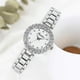 thumbnail image 3 of Reloj con pulsera para mujer, conjunto de relojes de pulsera con diamantes de imitación de nácar para mujer, correa de acero inoxidable brillante, conjunto de reloj de mujer en oro rosa, regalo, 3 of 4