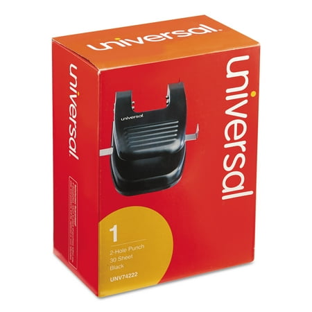 Universal 30-Sheet Two-Hole Punch, 9/32" Holes, Black -UNV74222