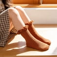 thumbnail image 2 of Whouriu Infant Girls Ruffle Ribbed Crew Socks Cotton Blend Stretchy All Season Casual Dress Socks, 2 of 3