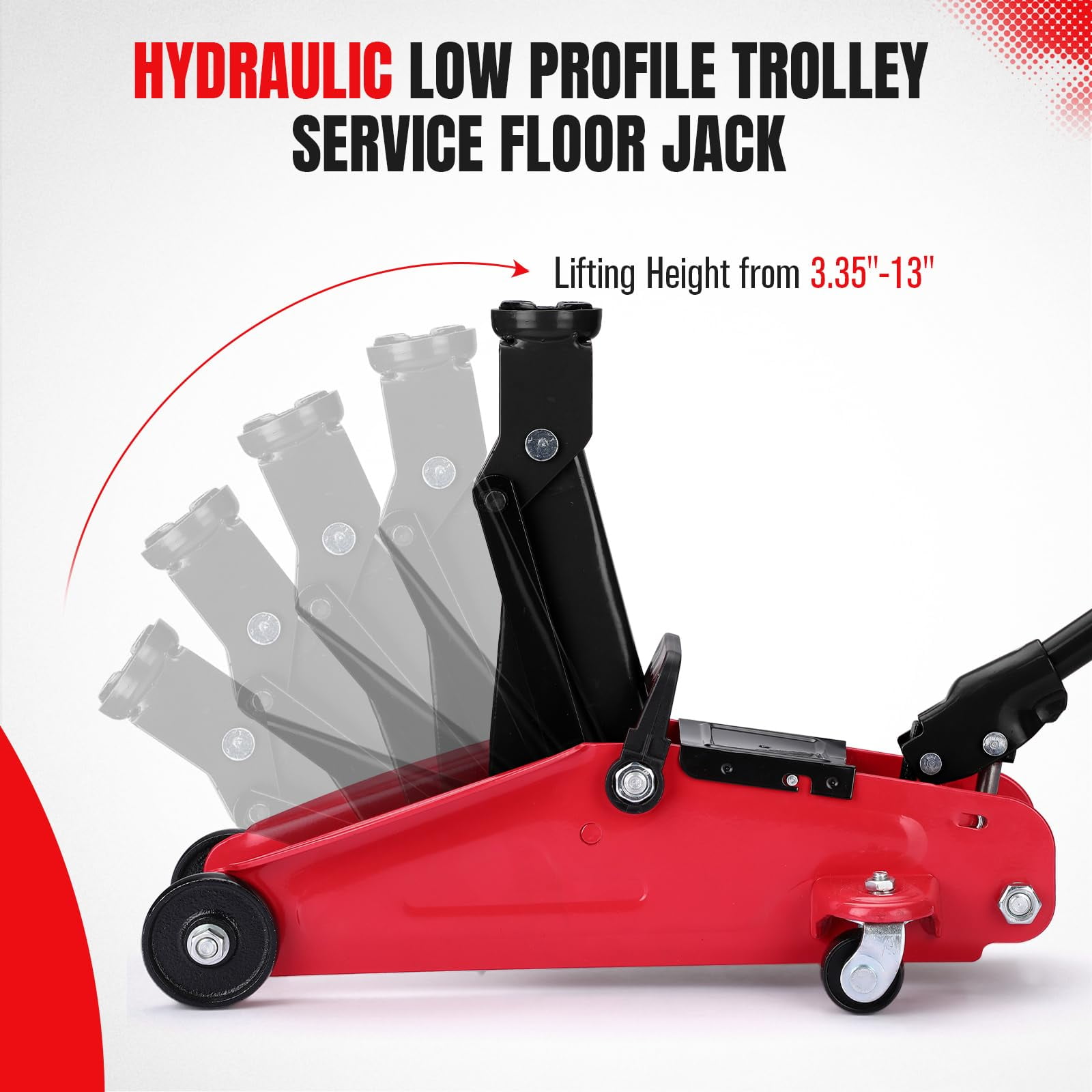 Luku 2 Ton Hydraulic Floor Jack - Low Profile, Portable, Heavy Duty Steel Car Lift Range 3.35"-13"