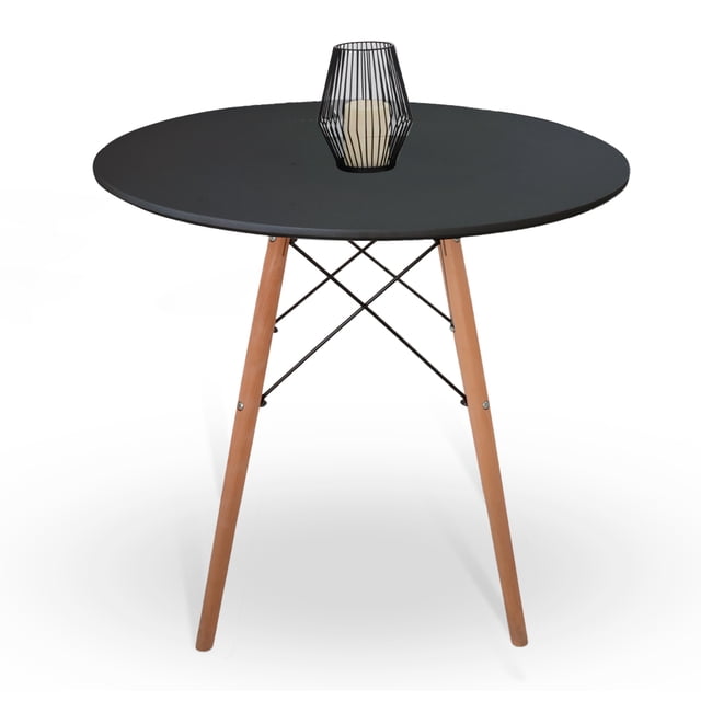 Mesa de Comedor Redonda de Madera Diseño Minimalista Estilo Eames Shell - Mesa Desayunador Circular con Estructura Metalica Ideal para Interiores Capacidad 4 Sillas 80 cm