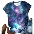 thumbnail image 4 of XAOFW Women's T-Shirts Carnival Short Sleeve Crewneck Galaxy Printed Fashion T Shirt Leisure Wear Loose Fit Tee Shirts Outdoor Activities Breathable Stylish Tops, 4 of 4