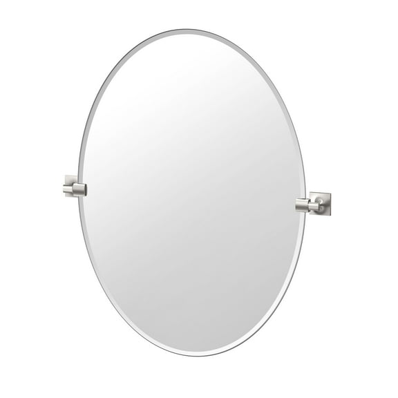 Gatco Waterline 32" Frameless Oval Mirror, Satin Nickel