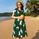 thumbnail image 4 of Disketp Christmas tree green plaid para Vestido de Manga Corta para Mujeres, Vestidos de Verano para Mujeres, Casual y Holgado para la Playa, 4 of 6