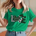 thumbnail image 1 of Meichang T-Shirts de la Saint-Patrick pour Femmes, Imprimé Trèfle à Quatre Feuilles Chanceux, Manches Courtes, Coupe Ample, Col Rond, Hauts d'Été Décontractés, 1 of 7