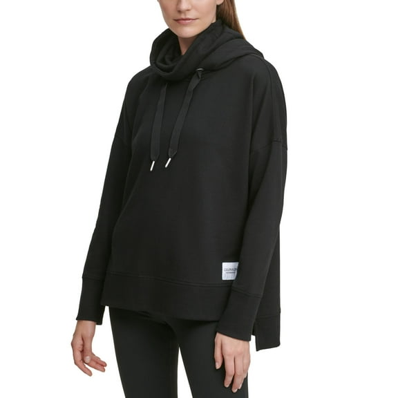Calvin Klein Womens Performance Face Mask Funnel Neck Hoodie,Black,X-Small