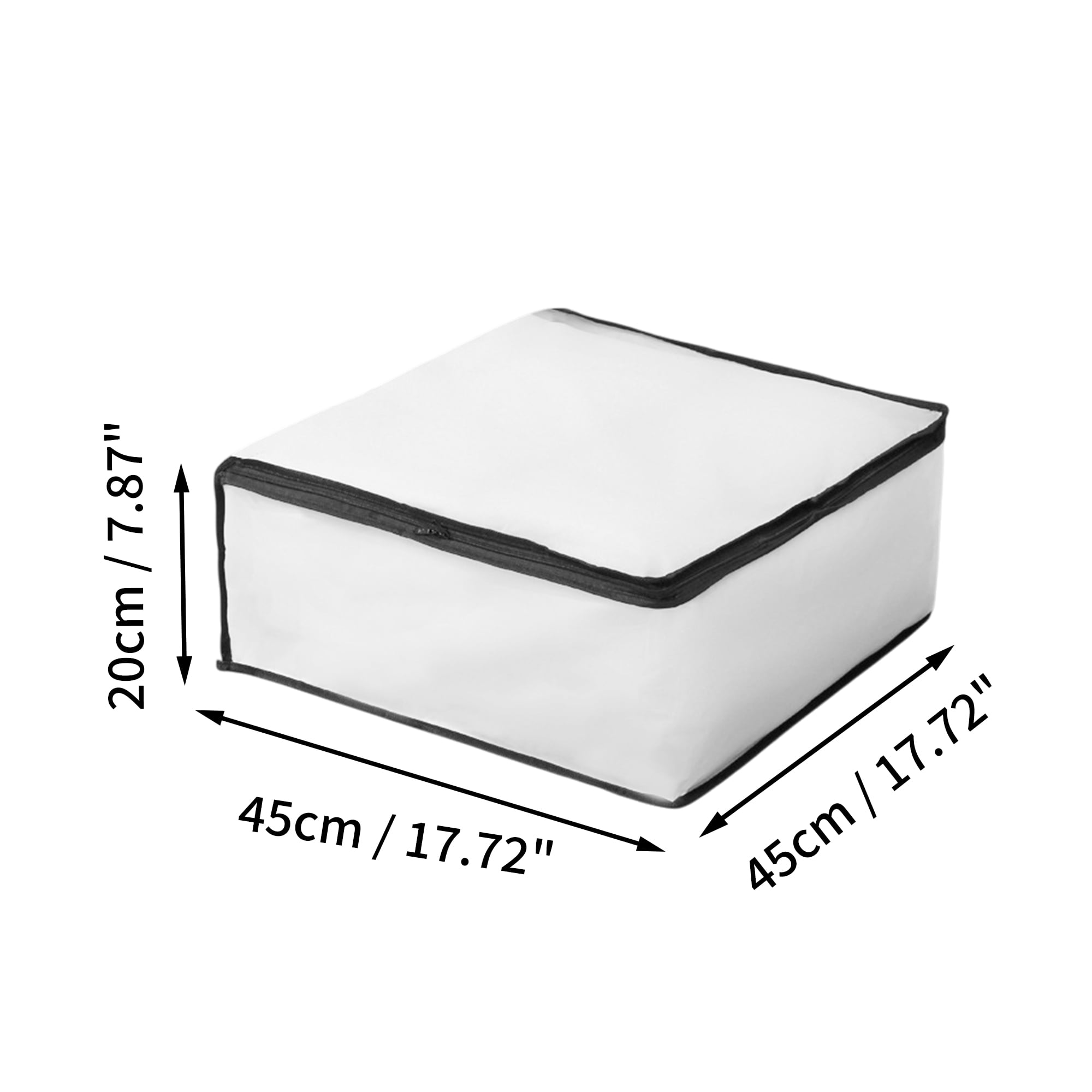 Unique Bargains Durable Storage Bag 1Pc Clear White Black 17.72"x17.72"x7.87"