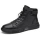 thumbnail image 1 of Botas altas informales de cuero negro, botines con plataforma para hombre, impermeables, antideslizantes y cálidas., 1 of 5