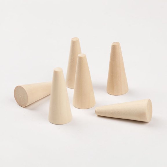 20-Piece Wooden Cone Holder Finger Display Stand Unfinished Wood Organizer for Women Jewelry and Home Decor
