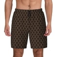 thumbnail image 3 of Uemuo Brown Moroccan Trellis Pattern Mens Swim Trunks Quick Dry Board Shorts with Mesh Lining, Stretch Beach Shorts Quick Dry No-Chafing Board Shorts-Large, 3 of 9