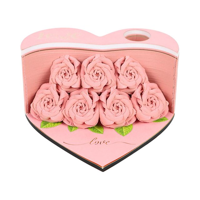Rose 3D Artistic Notepad Rose Bookmarks Non Sticky Sheets Paper Desktop Office Stationery Notes Accessories Notes Rose Memo Flower pad Pads, Rose Castle Carving Calendar 2026 3D Tear Office No