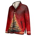 thumbnail image 5 of Women's Christmas Print High-Neck Padded Long Sleeve Button-Up Cotton Coat for Winter Holiday Fashion and Warm Outerwear,Red,L, 5 of 5