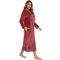 thumbnail image 3 of POIUYTR Women Zipper Robes Long Sleeve Loungewear Lightweight Housecoat Soft Full Length Nightgown with Pockets, 3 of 5