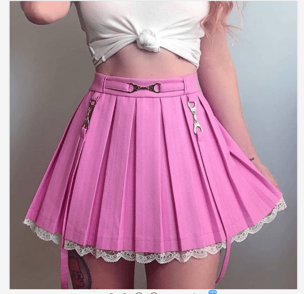neon pink mini pleated skirt