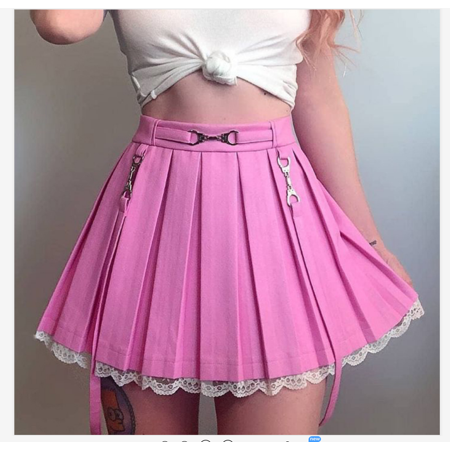 Womens Mini Pleated Skirts Gothic Short Skirts A-Line High Waist Harajuku Skater Tennis School Skirt