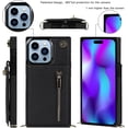 thumbnail image 2 of Crossbody Wallet Case for iPhone 15 Pro, PU Leather Zipper Handbag Purse Flip Cover with Kickstand Case for iPhone 15 Pro ZP Black, 2 of 18