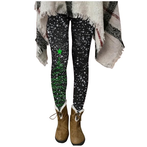 Women's Christmas Printed High Waisted Leggings - Butt Lift Squat-Proof Yoga Workout Pants with Pockets, Soft Stretchy Fall Winter Fitness Tights