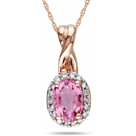 Tangelo 4/5 Carat T.G.W. Rose Tourmaline and Diamond-Accent 10kt Rose Gold Infinity Halo Pendant, 17