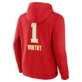 thumbnail image 3 of Men's Xavier Worthy Red Kansas City Chiefs Name & Number Team Wordmark Pullover Hoodie, 3 of 3