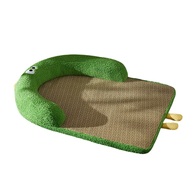 Tapis pour Animaux Semi-Circulaire avec Poignée Design Détachable Lavable pour Lit Confortable pour Chien et Chat