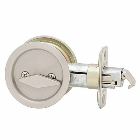 335 Round Bed/Bath Pocket Door Lock in Satin Nickel, N/A By Kwikset