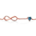 thumbnail image 3 of Gem Stone King 18K Rose Gold Plated Silver Bracelet Persian Blue and White Moissanite (0.93 Cttw), 3 of 6