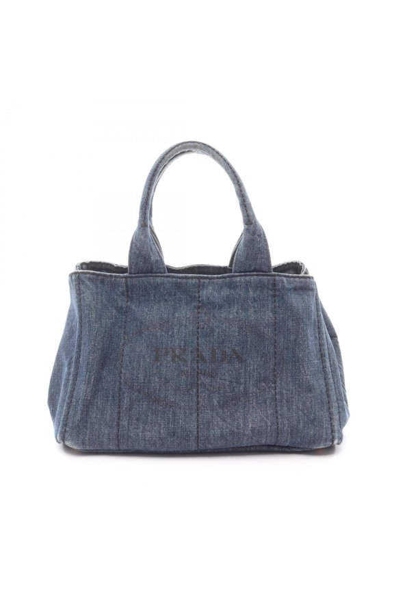 Pre-Owned Prada Canapa Tote Bag, Women's, Navy Blue, Denim