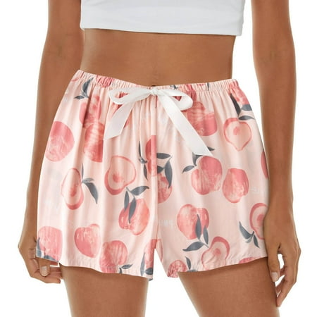 

2PC Shorts For Women Pajama Shorts Soft Sleep Shorts Lightweight Printed Bow Elastic Waist Lounge Pj Bottoms