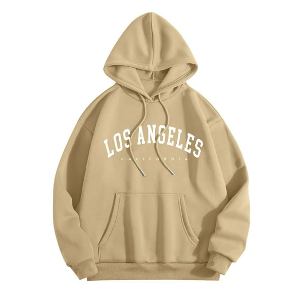 Women's Oversized Hoodies Los Angeles Print Long Sleeve Crewneck Sweatshirts Casual 2026 Spring Pullover Tops