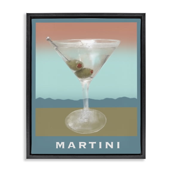 Stupell Industries Mid-Century Martini over Muted Tones Black Floating Frame Canvas Art, 17 x 21, by Matthew Piotrowicz