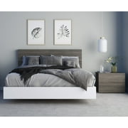 Nexera Pure 3 Piece Queen Size Bedroom Set, Bark Grey and White