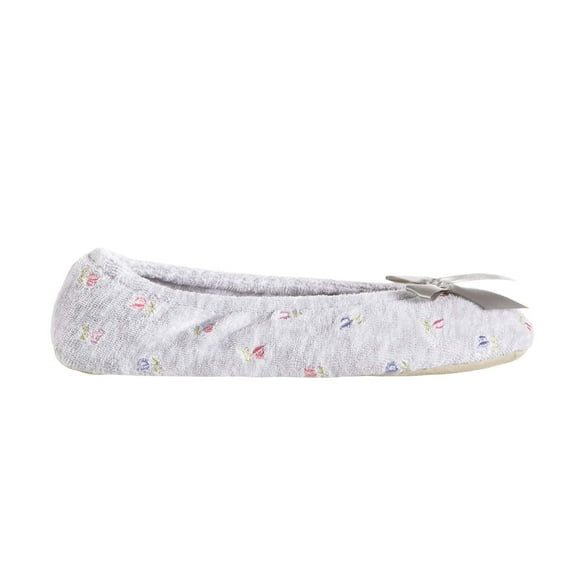 isotoner Ballerines Brodées en Éponge pour Femmes, Gris Chiné, 6.5-7.5 m US