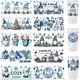 thumbnail image 1 of 10 hojas de calcomanías navideñas UV DTF para vasos, con diseño de gnomos azules invernales, muñecos de nieve y copos de nieve, para impresión a prueba de agua., 1 of 9