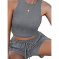 thumbnail image 2 of Diconna Ensemble de Shorts pour Femmes, Débardeur Sans Manches à Col Rond avec Shorts Unis Tenue d'Été pour Quotidien Fête, 2 of 4