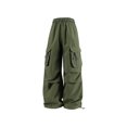 thumbnail image 4 of Mens Cargo Pants Casual Baggy Drawstring Pants Relaxed Fit Parachute Pant Hop Harem Pants with Pockets Army Green L, 4 of 4