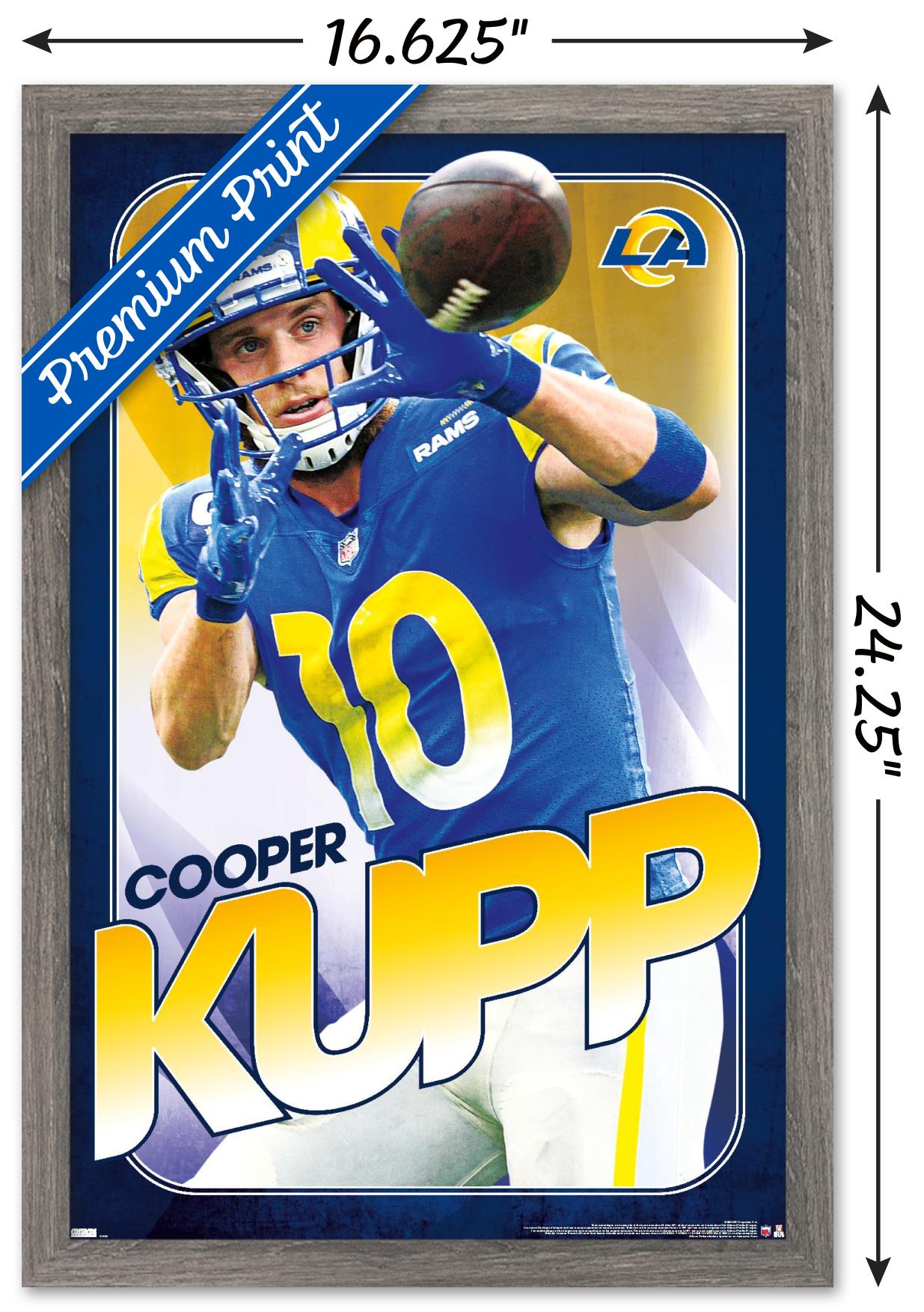 NFL Los Angeles Rams - Cooper Kupp 22 Wall Poster, 14.725" x 22.375" Framed