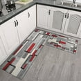 thumbnail image 3 of Geometric Grey` Kitchen Rugs and Mats Sets Of 2,Kitchen Decoration Rugs,Rubber Backing Non-Slip Floor Mat for Sink Washable Waterproof Laundry Room Runner Rugs, 3 of 5