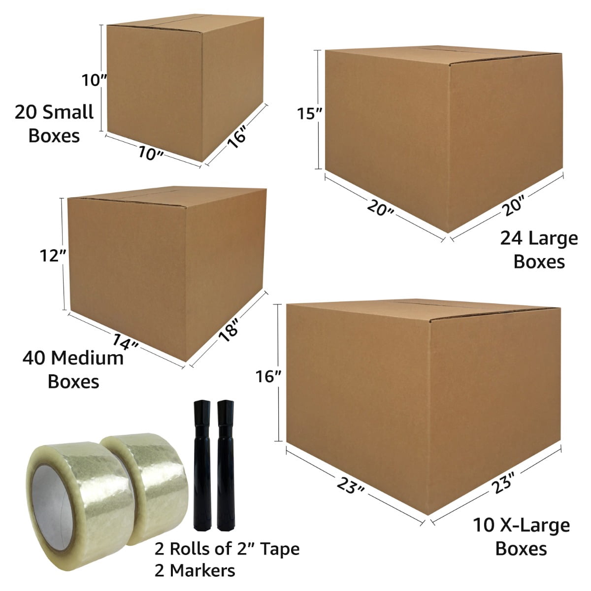 UBMOVE 8 Room Economy Kit 94 Boxes, Moving Supplies Tape & Markers