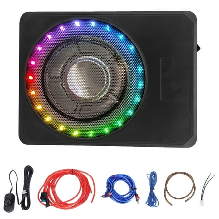 CACAGOO 10" Under Seat Car Subwoofer with Amplifier, Slim Amplified Subwoofer, Black