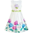 thumbnail image 1 of Girls Dress Hydrangea Floral Fit And Flare Satin Dress 7, 1 of 8