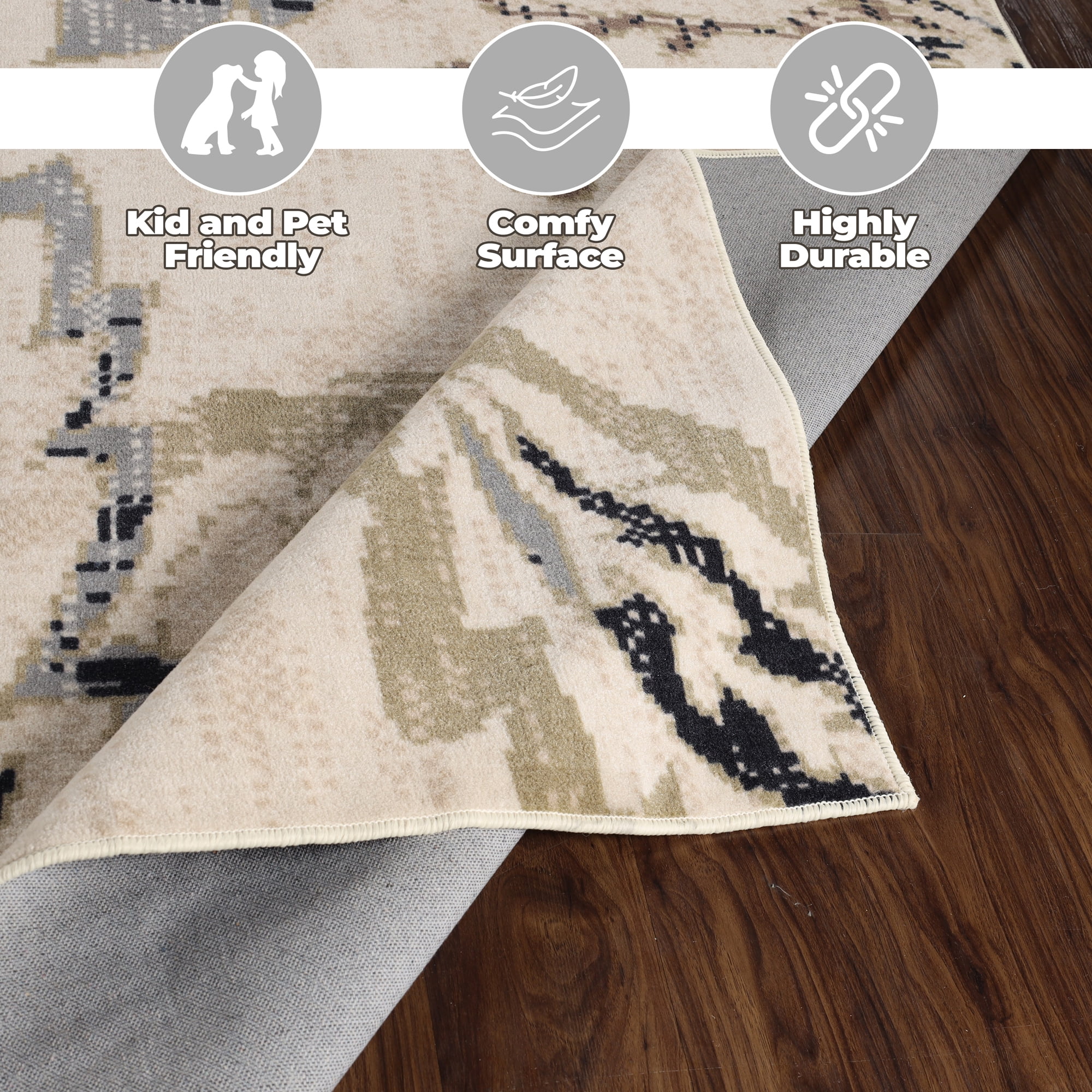 BNM Farmhouse Floral Indoor Area Rug, 12' x 15', Cream