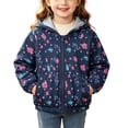 thumbnail image 2 of ShomPort Girl's Jackets Lightweight Hooded Print Soft Lined Zip up Windbreaker with Pockets Casual Outerwear 1-7 Years, 2 of 7