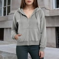 thumbnail image 2 of zaveiop Women's Modal Soft Full-Zip Hoodies Casual Relaxed Fall Outfit Hooded Jacket with Pockets (Z1-Light Gray, S), 2 of 5