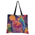 thumbnail image 4 of Canvas Tote Bag for Women Girls Design Print Tropical Refreshment with A Parrot Tote, 4 of 8