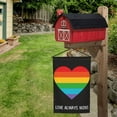 thumbnail image 5 of Love Always Wins Rainbow Heart Linen Garden Flag Respect Support LGBT Outdoor Yard Flag 12"x18", 5 of 6